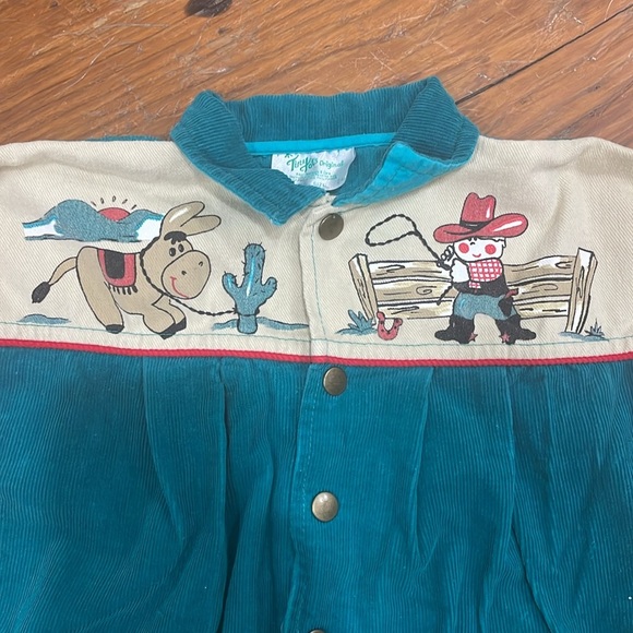 Tiny Tots Original Vintage Button Western Green and Red Onsie Size 24 months - Picture 2 of 6